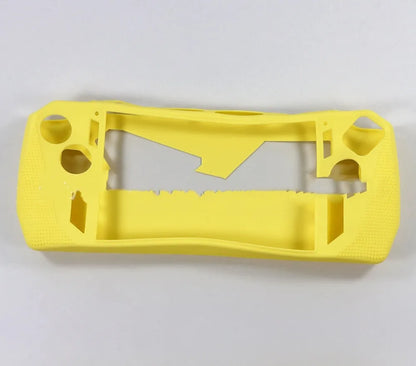 Plastic game console case with drop protection, shown in black, blue, pink, red, white, or yellow
