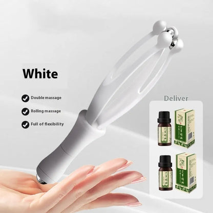 Blue and white steel ball finger massager with electroplated rollers for hand joint care