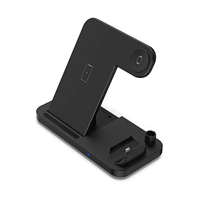 Black four-in-one wireless phone charger with QC3.0 charging head