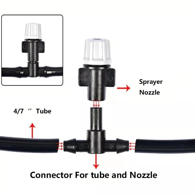 10-metre micro spray irrigation hose system with 10 spray nozzles for garden watering