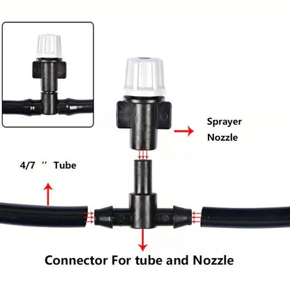 10-metre micro spray irrigation hose system with 10 spray nozzles for garden watering