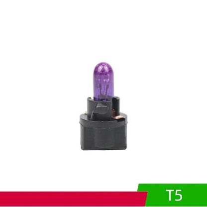 T5 car bubble meter indicator light in quartz glass showing six colour options for dashboard illumination