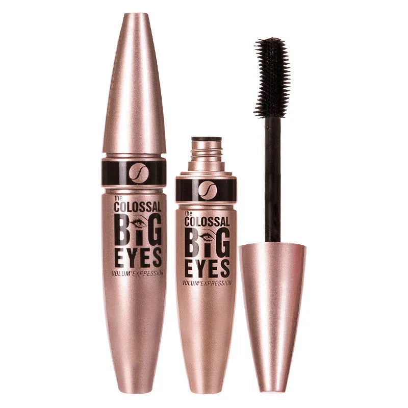 Black waterproof thickening mascara tube with 12ml sweatproof formula and standard brush applicator