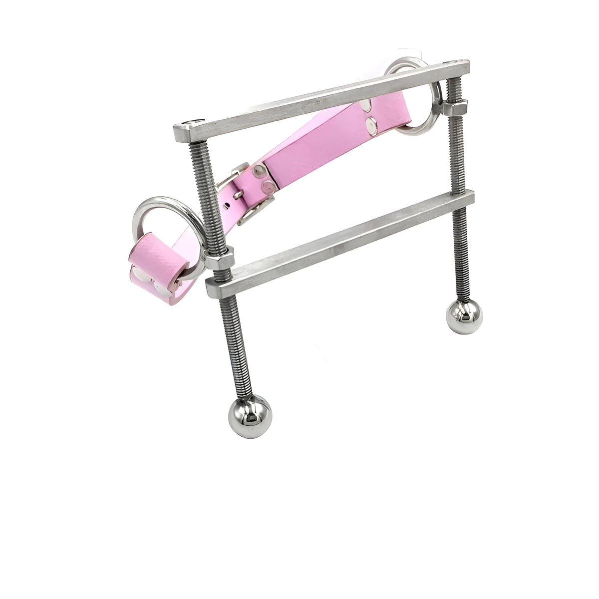 Stainless steel adult gag toy shown in black, pink, or red specification for role play use