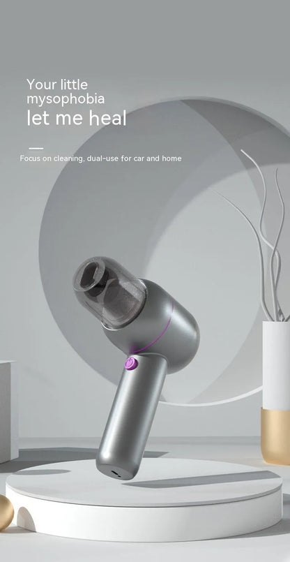 XC-06 grey portable handheld car vacuum cleaner with rechargeable battery and accessories