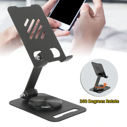 Sleek 360-degree rotating aluminium alloy phone and tablet stand for desks