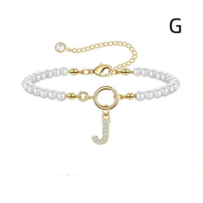 2024 Fashion Toggle Clasp Initial Bracelet with 6mm Pearl