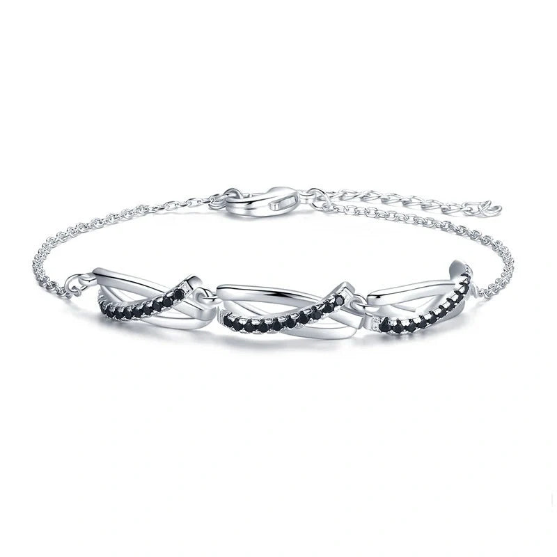 Black zircon creative ring bracelet for women, elegant anniversary gift
