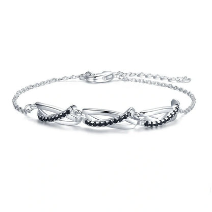Black zircon creative ring bracelet for women, elegant anniversary gift