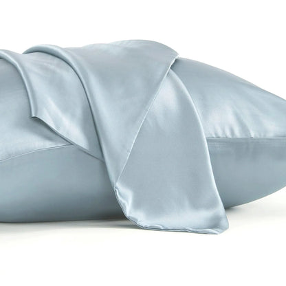Dark grey mulberry silk pillowcase with envelope closure, sizes 43cm x 63cm, 48cm x 74cm, 51cm x 76cm
