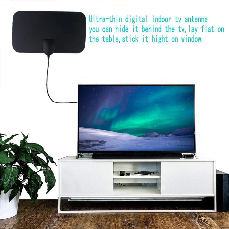 Compact indoor digital TV antenna with ground wave technology for high-definition television reception