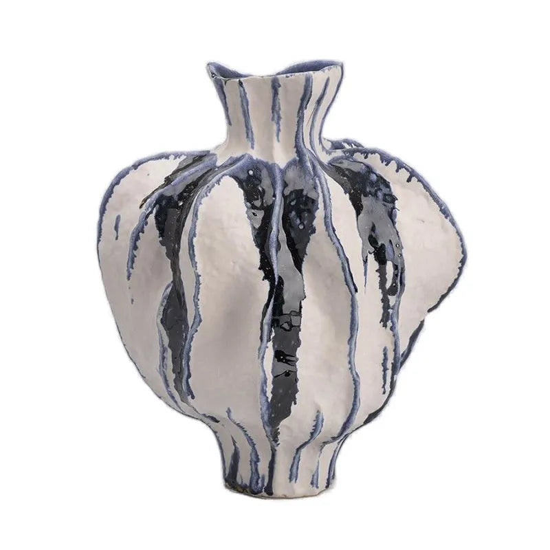 Moban celadon handmade ceramic vase with glass surface in blue and white sanitary ware colour