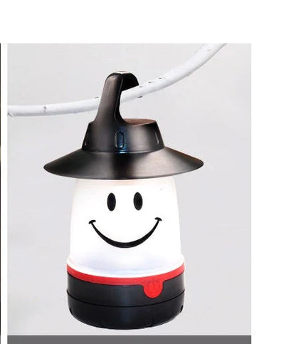 Smile-shaped LED lanterns with flexible handles for camping, boating, and bedroom use