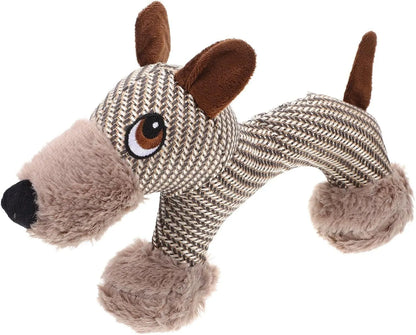 Plush squeaky dog toy in monkey or puppy design for medium large dogs