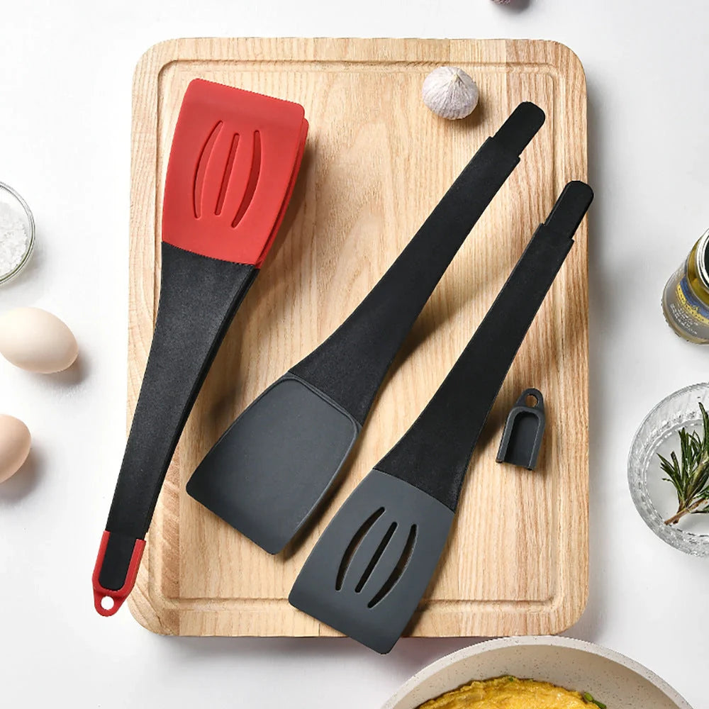 3-in-1 silicone food clip spatula for frying steak and pancakes