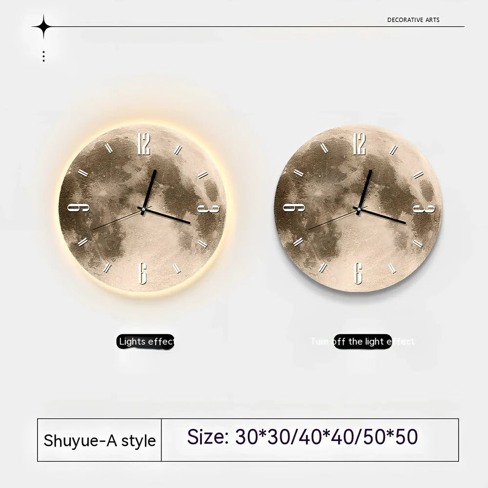Wall clock in 40cm diameter with LED ambient light and 2m USB cable, plastic shell for living room display
