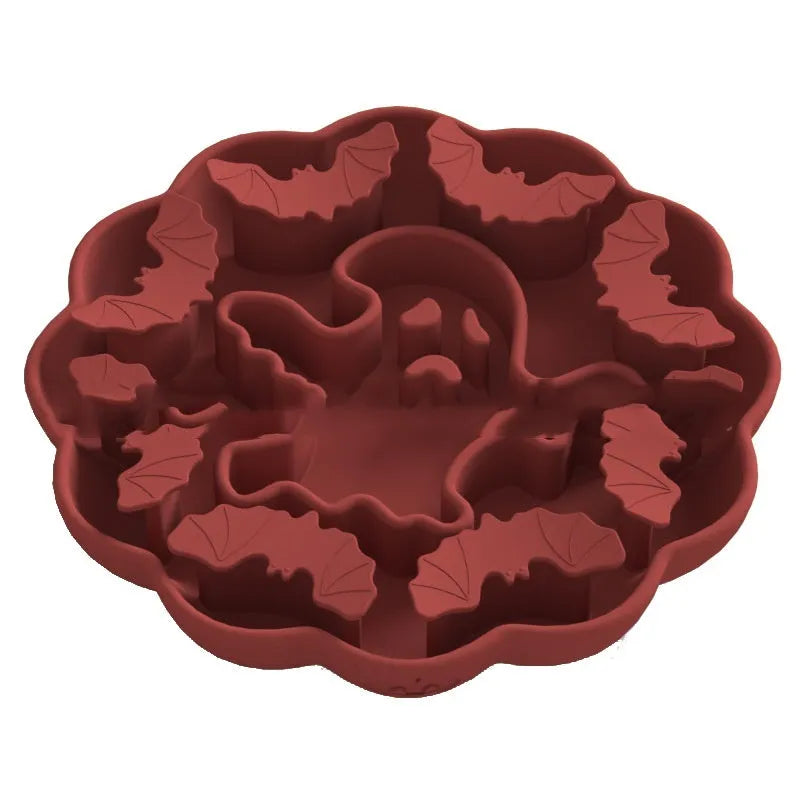 Edible silicone dog slow feeder bowl in multiple geometric shapes with raised interior pattern