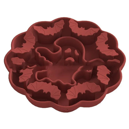 Edible silicone dog slow feeder bowl in multiple geometric shapes with raised interior pattern