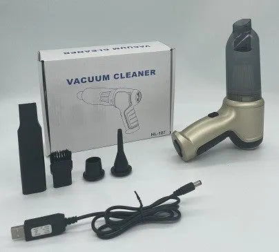 Brushless gold style handheld wireless car vacuum cleaner with pet hair attachment on a car seat