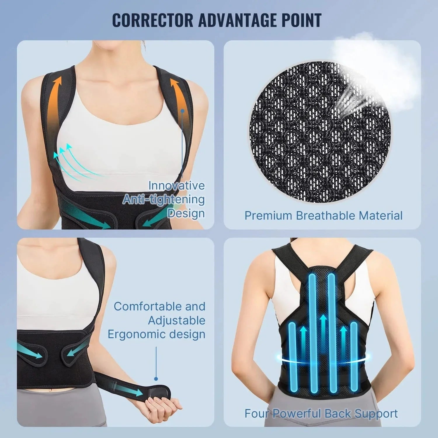 Invisible posture corrector belt for adults, breathable neoprene design