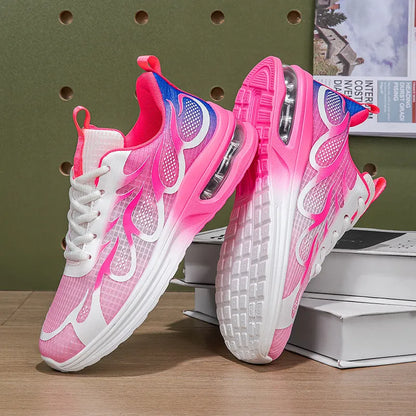 Women's mesh casual sneakers with PU sole in pink, plum red, and moonlight colour options