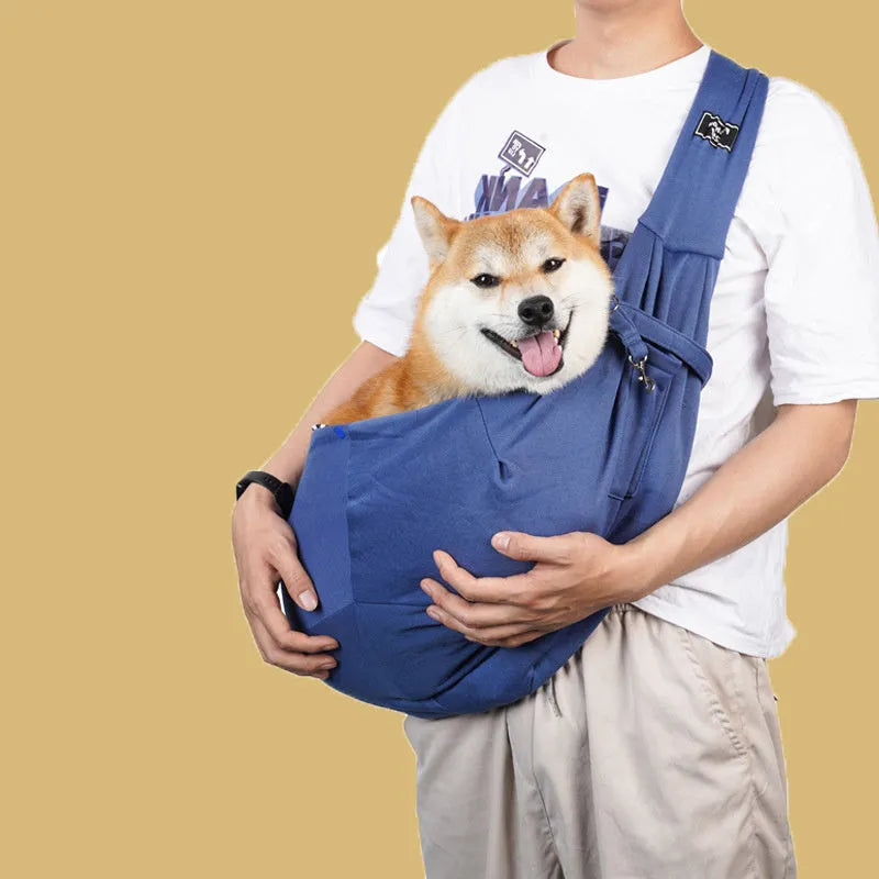 Cat messenger bag in folded and unfolded positions showing large capacity interior and breathable fabric construction
