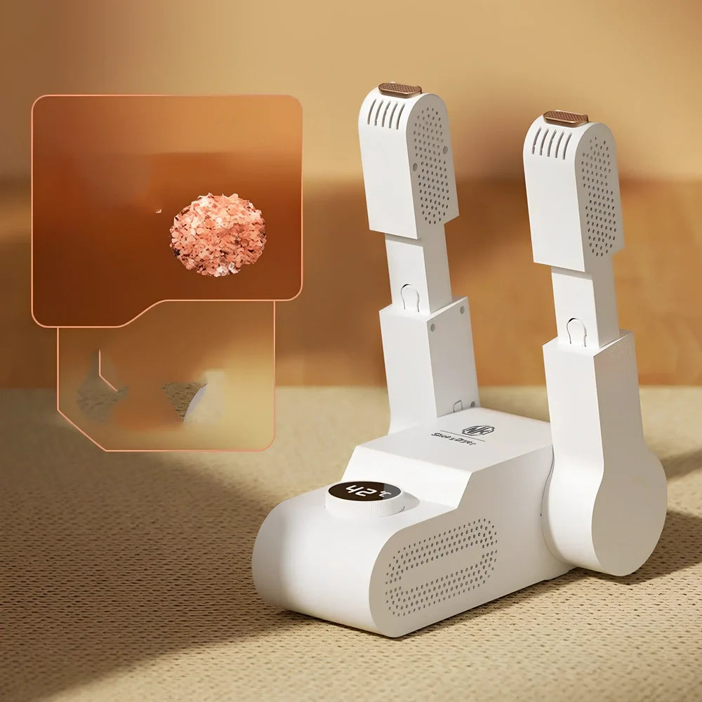 Household shoe dryer with telescopic design showing UK plug and 1.3m cord for footwear drying