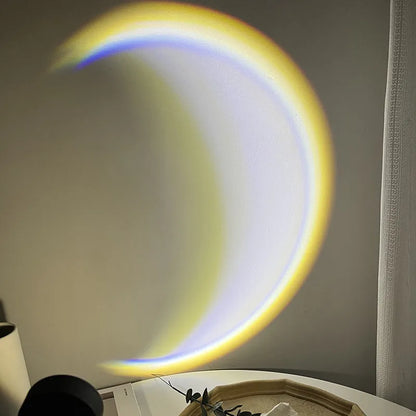 INS USB moon lamp projector with Scandinavian design showing 360° rotation and atmospheric lighting projection