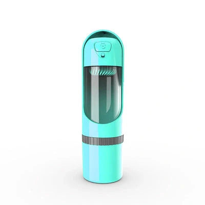 Dog hanging water cup in sky blue, pink, yellow, and green with 300ml capacity and waste-free valve