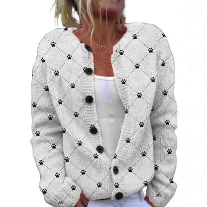Women's loose fit cardigan coat with 3D digital printed pattern, shown in colour HWJ-16398512