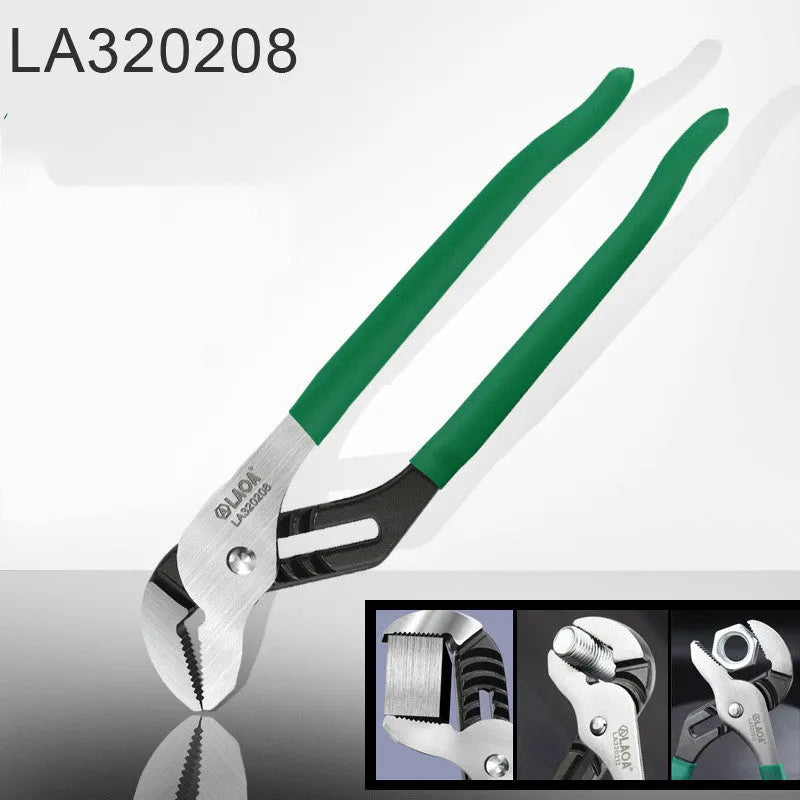CR-V steel adjustable water pipe wrench with multi-gear jaw adjustment in professional tool setting