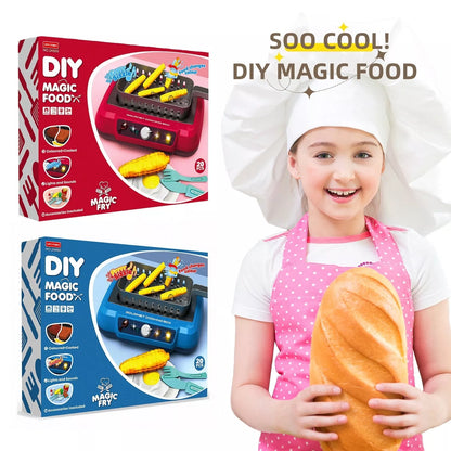 Children's induction kitchen toy set with colour-changing food feature, red and blue options