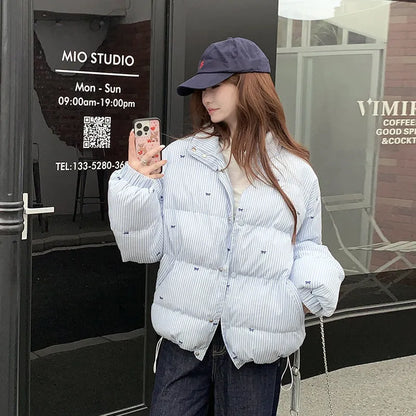 Women's plaid bow print loose cotton coat with long sleeves and pockets in blue or purple, sizes M L XL