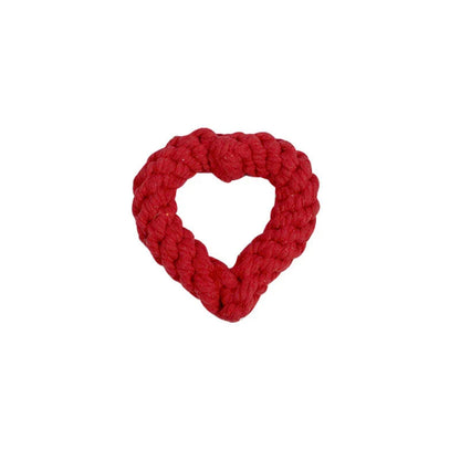 Premium cotton rope chew toys in various shapes and colors, including bones, hearts, and chicken thighs, designed for small dogs and puppies