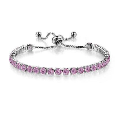 Elegant copper bracelet with sparkling zircon stones in various colours