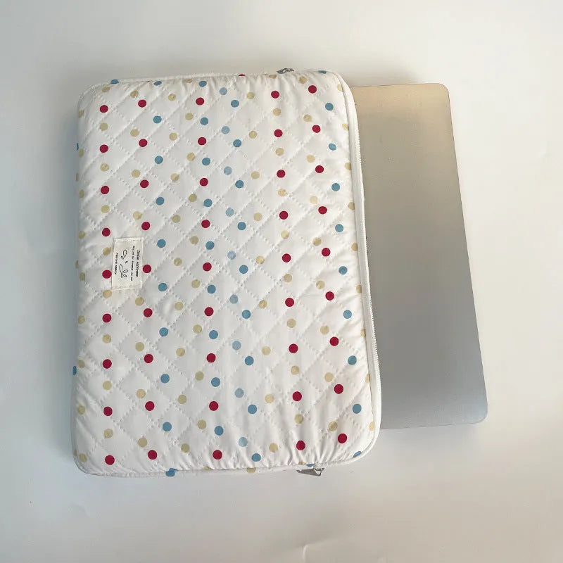 Women's polka dot laptop bag in three size options: 11 inches, 13/14 inches, and 15/15.6 inches.