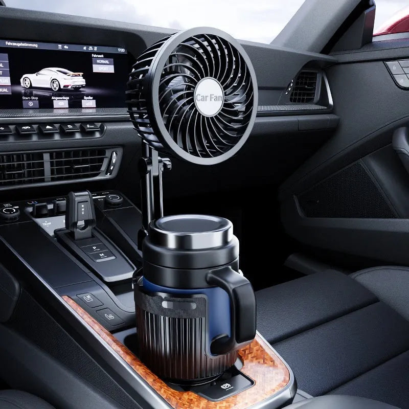 Car water cup holder fan in ABS, 4-inch or 6-inch size, with 12V, 24V, or 5V USB power options