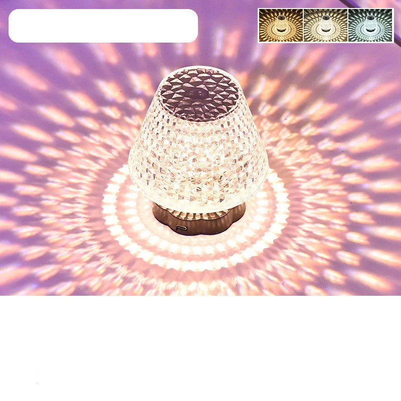 Diamond Crystal USB Touch Sensor Table Lamp with elegant design and 3-way dimming