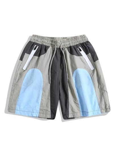 Blue men's loose-fit quick-drying outdoor sports shorts with straight legs and elastic waistband.