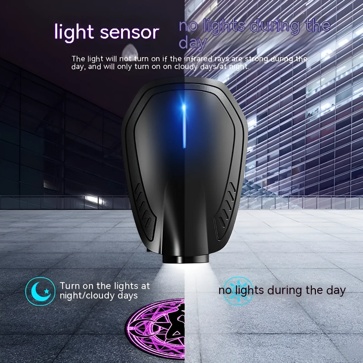 Black car ambient light laser projector unit with electronic components for vehicle installation