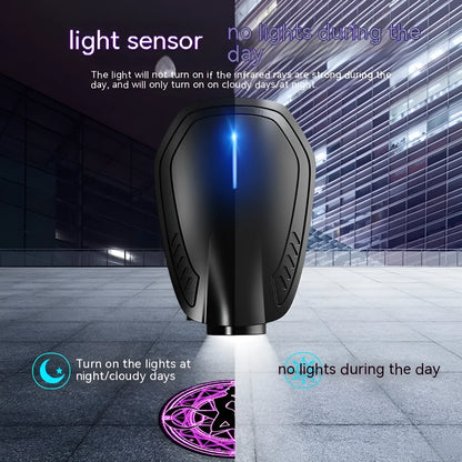 Black car ambient light laser projector unit with electronic components for vehicle installation