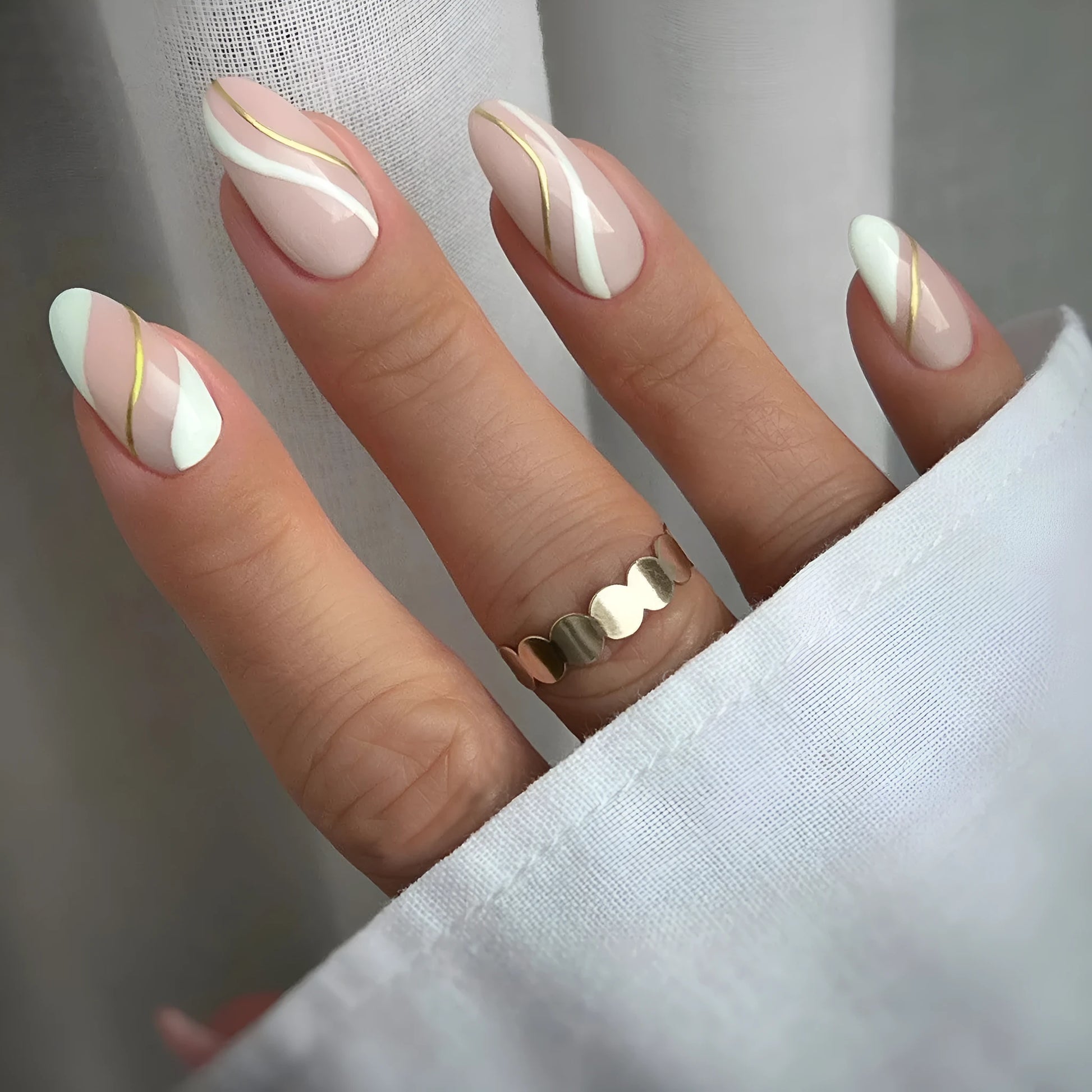 Medium drop shape plastic wearable nail stickers with plaid pattern in jelly glue colour