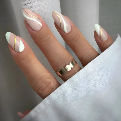 Medium drop shape plastic wearable nail stickers with plaid pattern in jelly glue colour