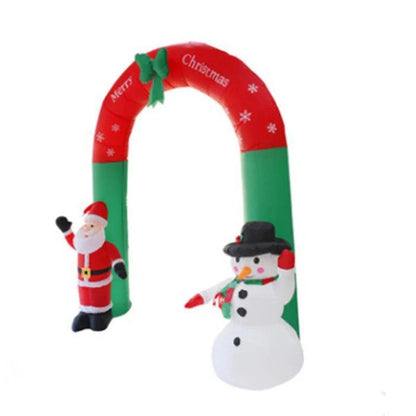 Giant inflatable Santa Claus and snowman Christmas archway with LED lights