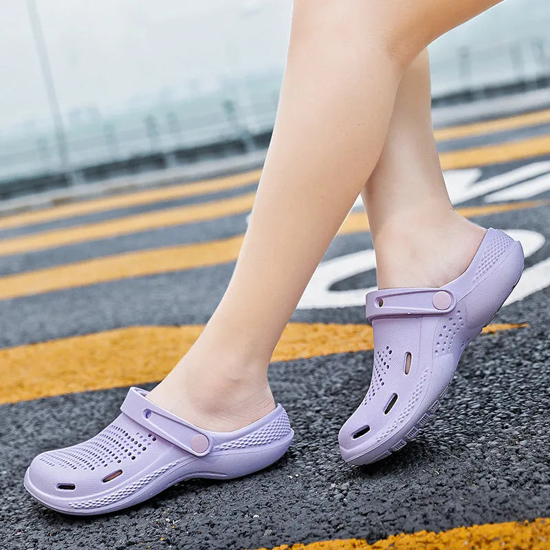 Men's EVA beach shoes with soft bottom and big toe design, shown in light grey, available in sizes 36-46