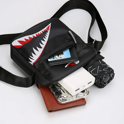 Men's small crossbody bag with animal print pattern in Oxford cloth material