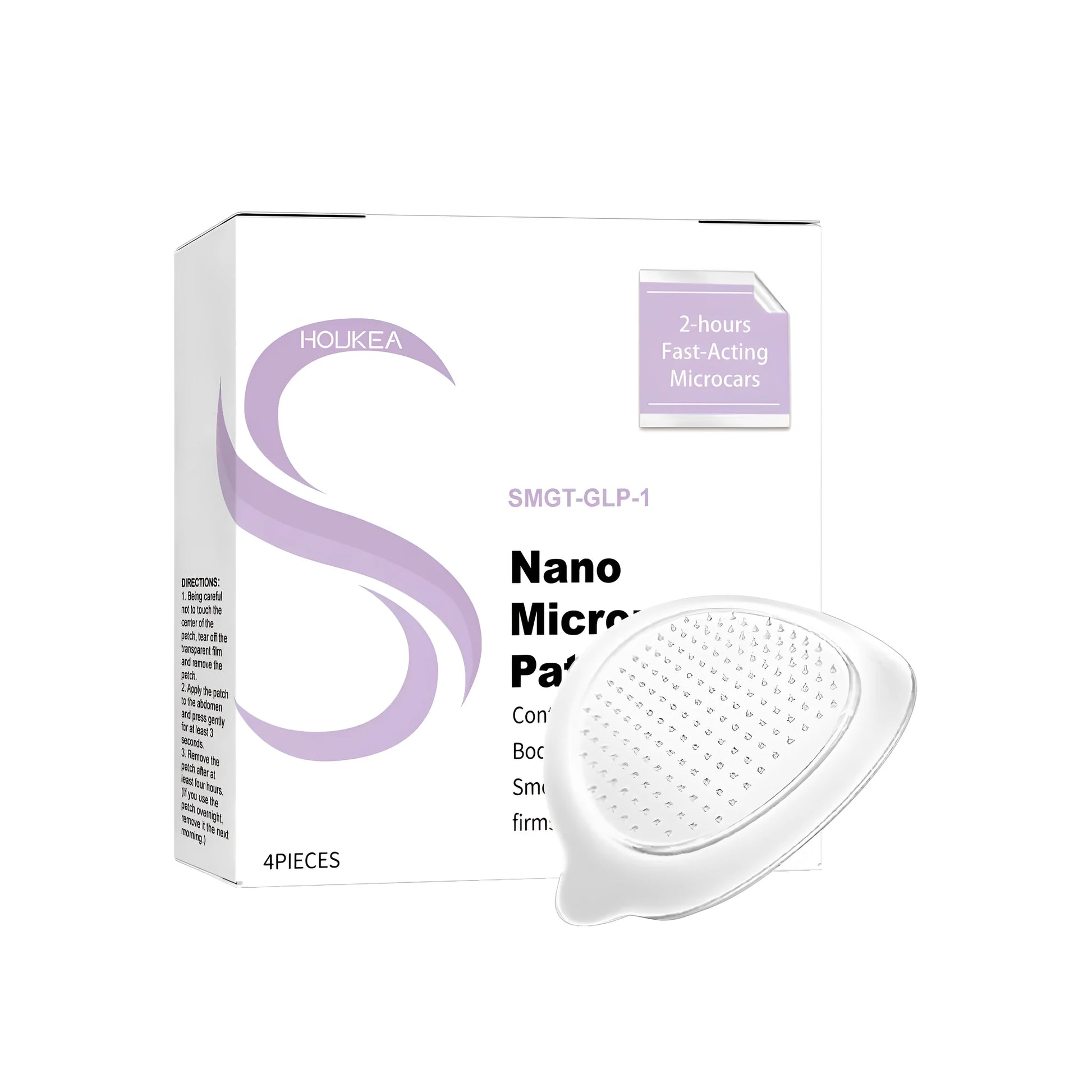 Four nano microneedle facial skincare patches in a pack with ginger and mugwort ingredients.