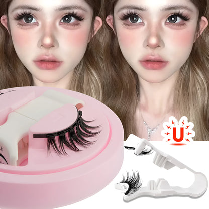 Set of reusable waterproof false eyelashes with natural thick design, glue-free.