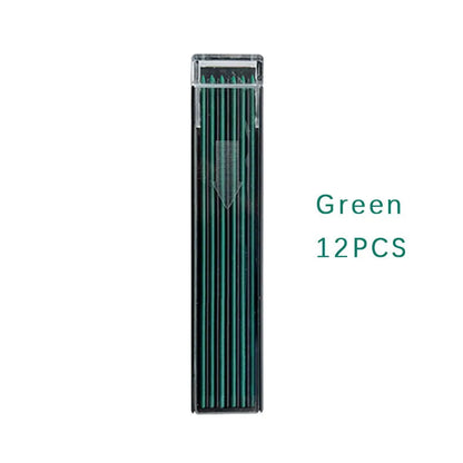 Boxed mechanical pencil replacement lead in nine colours including rainbow style, 12 pieces per pack