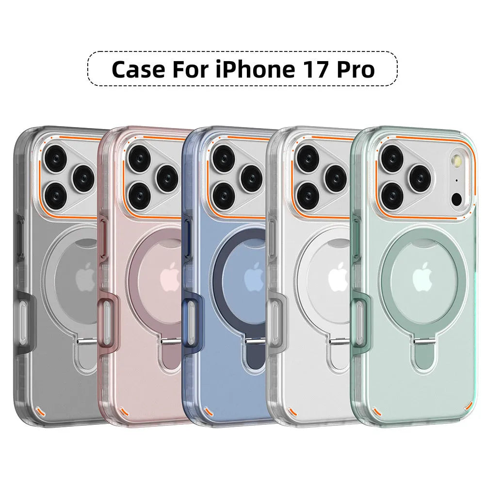 Magnetic phone case for iPhone 17 in sapphire blue, back cover with vehicle navigation support